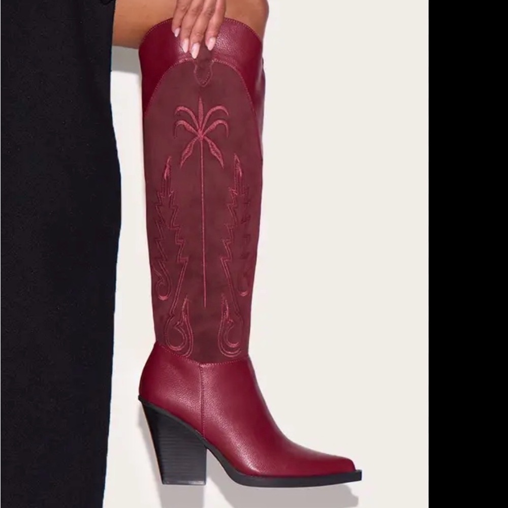 Elegant Burgundy Knee-High Boots